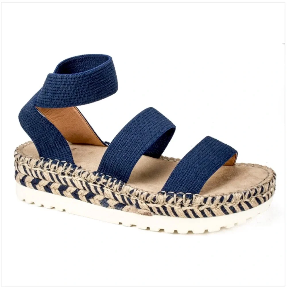 NEW White Mountain Kolton Stretch Strappy Chunky Platform Espadrille Sandals